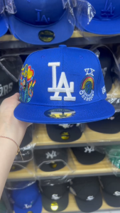 【COD】LA Dodgers Rainbow & Flower Closed cap For Men Fashion backward cap Baseball Cap High Quality