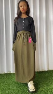 ROK CARGO ANAK PEREMPUAN USIA 9 TAHUN-12 TAHUN TALI SERUT CRINCLE AIRFLOW