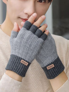 JIFANPAUL | Warm Woolen Fingerless Gloves for Men and Students