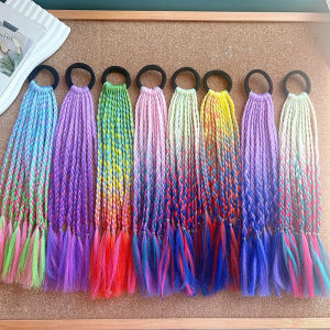 1 PCS New Colorful Girls Braided Wigs Ponytail Headbands Rubber Bands Hair Bands Girl Hair Accessories