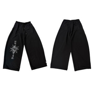 American Hip-Hop Style Black Loose Wide Legged Womens Trousers