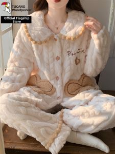 TUCANO | Coral Fleece Pajamas Set Womens Fall Thick Warm