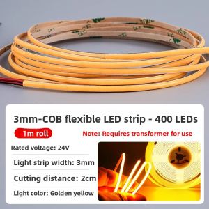 Ultra-Narrow 3mm COB LED Strip Light Linear Display Cabinet Aluminum Channel Kitchen Cabinet Lighting High Brightness 24V