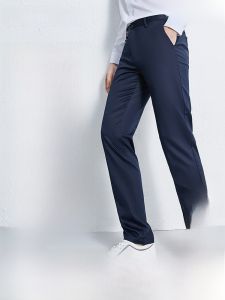 Business Casual Straight Leg Pants for Men mid Waist Long Trousers Breathable Polyester Rayon Cotton Elastic Fiber Summer New