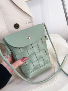 Trendy Mini Crochet Crossbody Bag DIY Materials Fashionable Geometric Pattern Handmade Gift for Girlfriend Youth Casual Style