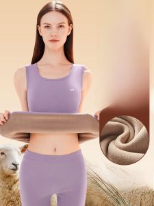 miiow | Warm Fleece Lined Thickened Lamb Velvet Vest Womens Winter Coat Inner Wear MiiOW Cat Person Simple Style Polyester Fiber