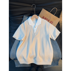 LIUBU | Fake Two-Piece Wheat Pattern POLO Shirt