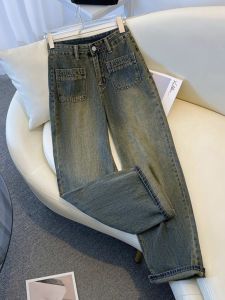 กางเกงยีนส์ขากว้างเอวสูงทรงหลวมสำหรับผู้หญิง กางเกงขายาวทรงตรงบุขนแกะฤดูใบไม้ผลิฤดูใบไม้ร่วงฤดูหนาว กางเกงยีนส์ทรงเข้ารูปสไตล์ย้อนยุค