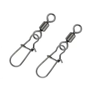 50pcs Stainless Steel Fishing Lure Accessories Rolling Swivel Connector Pin with Snap Fishhook Bearing Swivel Pin for Fishing Li
