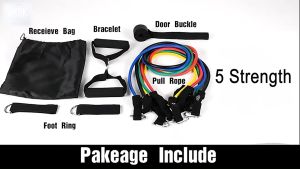 New Power Resistance Band 11 Pcs Set Tali Tarik Karet Gym Yoga Fitness Alat Olahraga Chest Shoulder