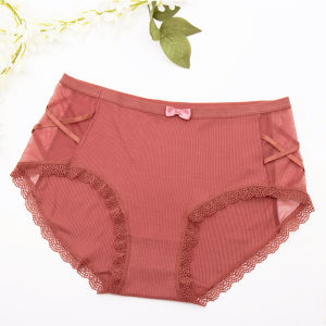 กางเกงชั้นในทรงสามเหลี่ยมผ้าฝ้ายแท้ไซส์ใหญ่สำหรับผู้หญิง กางเกงชั้นในไร้ตะเข็บระบายอากาศได้ดี ทรงเอวกลาง ทรงเรียบง่าย สีพื้น