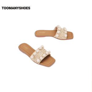 Toomanyshoes | Slingback Block Heel Woven Flat Sandals