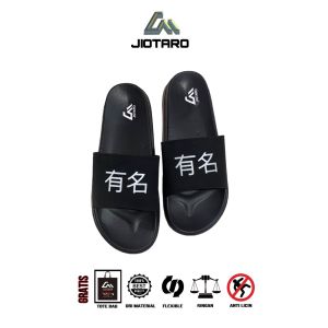 JIOTARO-Sandal Slip on Orignal Pria wanita kekinian Motif Tulisan Korea