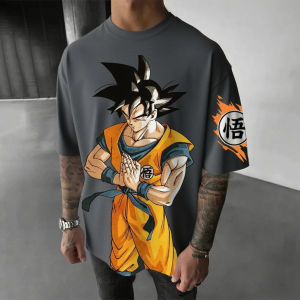 เสื้อยืดอนิเมะโอเวอร์ไซส์ลายดราก้อนบอล โกคู สำหรับผู้ชายและผู้หญิง แขนสั้น สไตล์สตรีทแวร์ลำลอง ลายกราฟิก แฟชั่นมังงะ Y2k