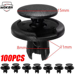 【WOKEN】100PCS 8mm Car Bumper Fastener Rivet Retainer Push Type Engine Cover Fastener Fender Car Door Trim Panel Clip Universal
