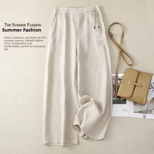 Lieoyuarn | Cotton Linen Loose Retro High Waist Drop Crotch Pants