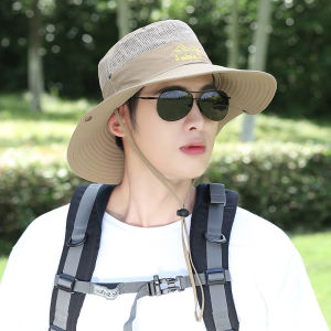 Mens Summer Outdoor Breathable Sun Hat Cycling Fishing Sun Protection Fisherman Cap Travel Windproof Hiking Mountain Climbing