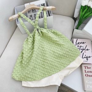Set áo dây chéo quần short lưng thun có túi vải xốp siêu mịn cho nữ mặc đi chơi mặc nhà