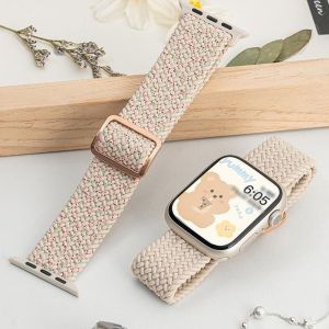 Coonba【Best⭐】Strap Untuk HK9 Pro / T800 / T900 / HK8 Pro /HK9 Ultra / T500 / S8 / S9 Series FOR APPLE WATCH Nylon Adjustable Elastic Belt Band Metal Buckle Braided 38 40 41 42 44 45 49 MM Strap