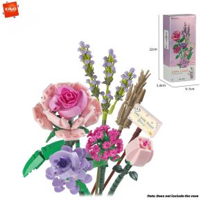 KAVOWORLD 544PCS Elegant Rose Lavender Brick Flower Bouquet Everlasting Building Blocks Romantic Anniversary Gift Home Decro
