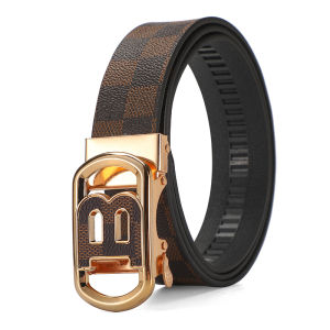 Mens Soft Leather Belt Automatic Buckle Casual Fashion Business Style for Middle-aged Youths Students Youth Waist Belt