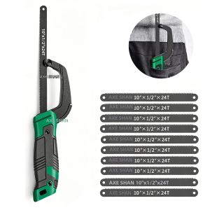 Bộ Cưa Tay Mini Với Khung Hợp Kim Nhôm Cưa Cầm Tay Di Động Và 11 Lưỡi Cưa Dùng Cho Gỗ Kim Loại Ống PVC Dụng Cụ Tự Làm