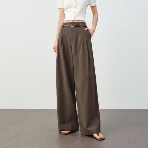 PEACEBIRD | Tencel Straight Wide Leg Sport Trousers