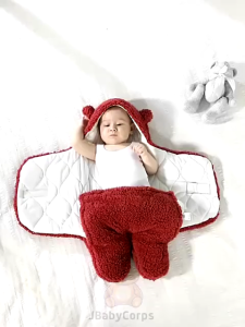 Bedong Selimut Bulu Bayi Karakter Beruang Newborn Gift Instant Blanket