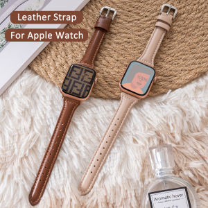 Slim Leather Strap For Apple Watch Band 49mm Series 41/45mm 38/42mm Wrist Bracelet i Watch 40mm/44mm/46mm