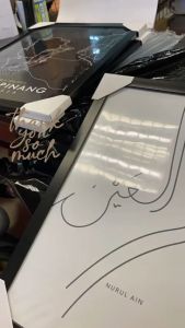 With Frame  | Allah Muhammad  Ayat Kursi Ayat 1000 Dinar Pink Light Brown | 0123 | Minimalist Aesthetic Premium Abstract Modern Japandi Muji Neutral Scandi Nordic Pastel Boho Home Living Islamic Wall Art Decoration