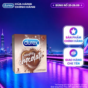 Bao cao su Durex Naughty Chocolate hương socola size 52mm hộp 3 bao