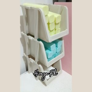 Hiraya Ph SET OF 4 Stackable Bin SMALL Plastic Basket Organizer with Labels for Home Kitchen Foods Tools Supplies
