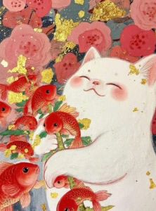KAYOU | Acrylic Paint By Numbers Cute White Cat Painting By Numbers on Canvas Coloring By Number for Adults Paint Digital Art