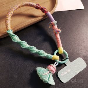 ZHENGEGE | Colorful Hand Woven Phone Wrist Strap With Tassel Pendant Anti-lost Short Style