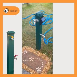 Vilann เสาก๊อกน้ำกลางแจ้ง uPVC สำหรับตกแต่งสวน ขนาด 3-3/8 นิ้ว สูง 110 ซม. แบบเจาะ 2 รู ใช้กับก๊อก 6 หุน