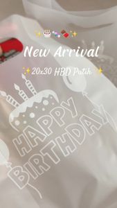 Plastik Ultah 20x30 HAPPY BIRTHDAY PUTIH isi 50 Tas Bingkisan Snack Ulang Tahun HBD Softhandle Dove