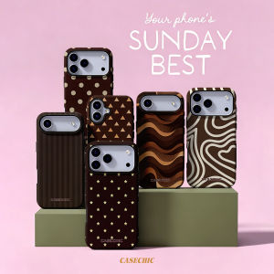 Potdemiel | Brown Satin Curves For 2 in 1 Flower Case For iPhone 17 16 15 14 13 Pro Max Luxury Phone Cover CaseChic