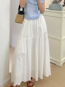 MANMI | French Lace White A-Line Skirt