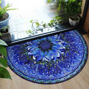 VIKAMA Explosion Flowers Plant Crystal Pile Carpet Living Room Bedroom Doorway Non-slip Dirty Resistant Home Decoration