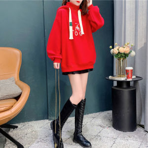 พลัสไซส์ ผู้หญิง เสื้อฮู้ด หนาขึ้น ผ้าขนแกะ สูง ปกเสื้อ ฤดูใบไม้ร่วง ฤดูหนาวสไตล์ใหม่เวอร์ชั่นเกาหลี ทันสมัย แจ๊กเก็ตอินเทรนด์ สตรีทแวร์