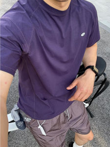 OUMULONG | Purple Dragon Scale Ice Silk Quick-Dry T-Shirt for Men Outdoor Sport Fitness Breathable