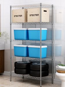 ชั้นวางของเหล็กสแตนเลสแบบตั้งได้สำหรับห้องนอนและครัว ชั้นวางของพลาสติกแบบลำลอง ชั้นวางของในสวนด้านหลังบ้าน