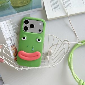 EOENKK | Funny Frog Face Holder Phone Case For iPhone 12 13 14 15 16 17 Pro Max 17 16 Plus Shockproof Ugly Frog Stand Silicone Back Cover