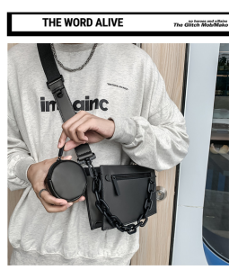 Trendy Men PU Leather Crossbody Sling Bag Man Messenger Shoulder Chest Bag Waterproof Korea Beg Silang Lelaki Mens Handbag Bag for Fishing Camping Daily Use