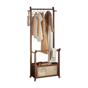 ZHUSHANXIA | Clothes Rack & Hamper Combo Mobile Wicker Frame