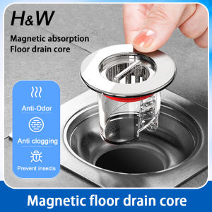 H&W ABS magnetic floor drain core Universal floor drain deodorizer toilet sewer anti odor drain universal cover silicone inner core cover