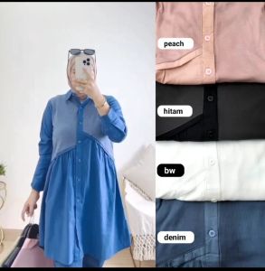 Tunik wanita katun poplin premium mix knit terbaru