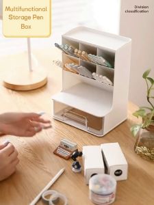 Multifunctional Desktop Storage Box for Students Children Desk Organizer Makeup Brushes Pen Holder