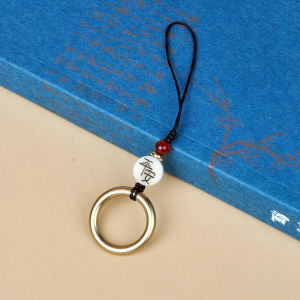 Bronze Ancient Style Short Mobile Phone Chain Lanyard Key Holder Womens Ring Buckle Mens Key Anti-Loss Hanging Ornament