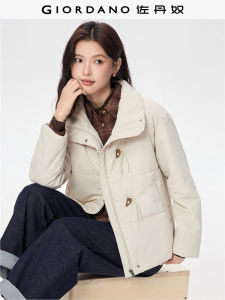 Giordano Womens Cotton Jacket Coat Warmth Collar Button down Thickened Autumn Winter New Style Regular Sleeve Long Zipper